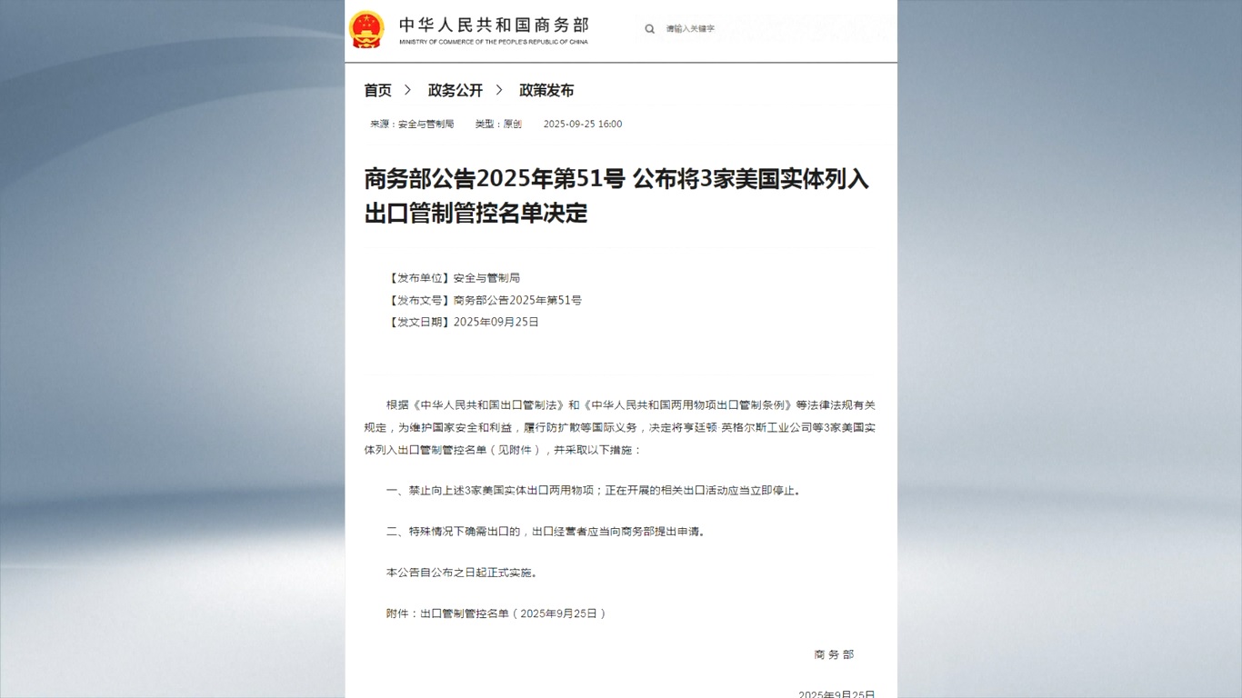 Tiongkok Tambahkan Tiga Perusahaan AS ke dalam Daftar Kontrol Ekspor