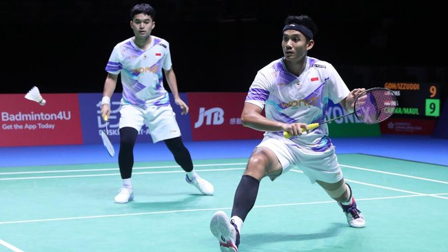 Dua ganda putra Indonesia Muhammad Shohibul Fikri/Daniel Marthin dan Leo Rolly Carnando/Bagas Maulana akan bertemu di semifinal Korea Open 2024