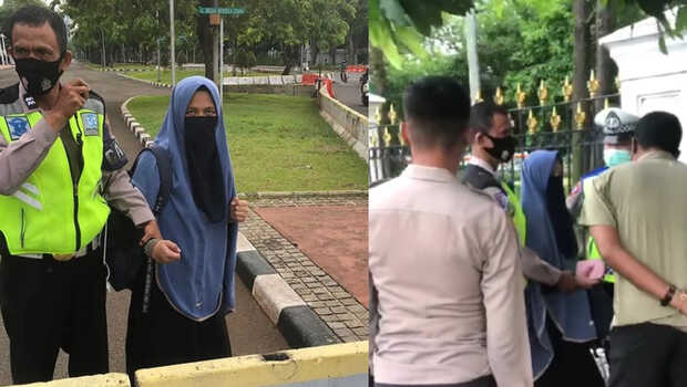 Petugas kepolisian berhasil mengamankan seorang perempuan yang hendak menerobos ke kawasan Istana Merdeka