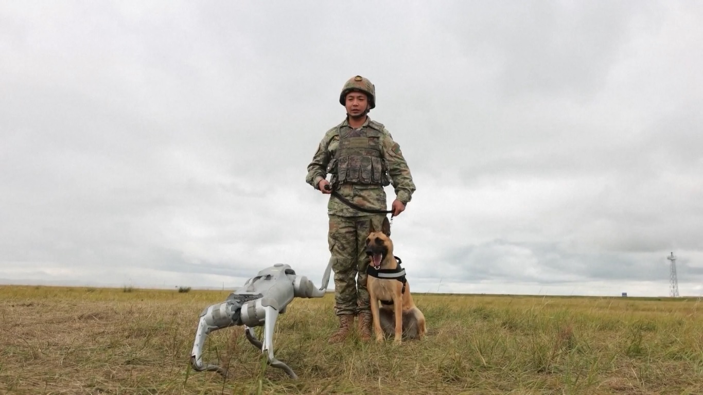 Pelatihan Anjing Militer Robotik Ditampilkan dalam Latihan Pertahanan Perbatasan Tiongkok-Rusia-Mongolia