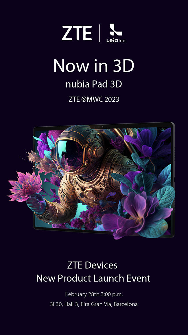 Nubia Pad 3D adalah tablet pertama yang dapat menampilkan gambar secara tiga dimensi (3D) tanpa harus memakai kacamata khusus 3D