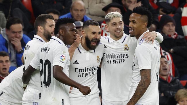 Real Madrid menang 2-0 atas Athletic Bilbao pada pertandingan La Liga Spanyol pekan ke-18 di Stadion San Mames
