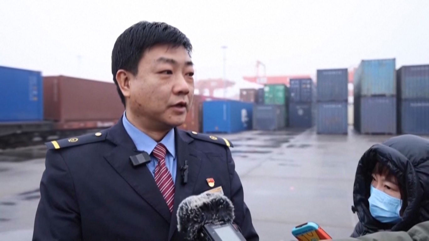 Stasiun pelabuhan internasional Xi'an menyambut kereta yang bermuatan 1