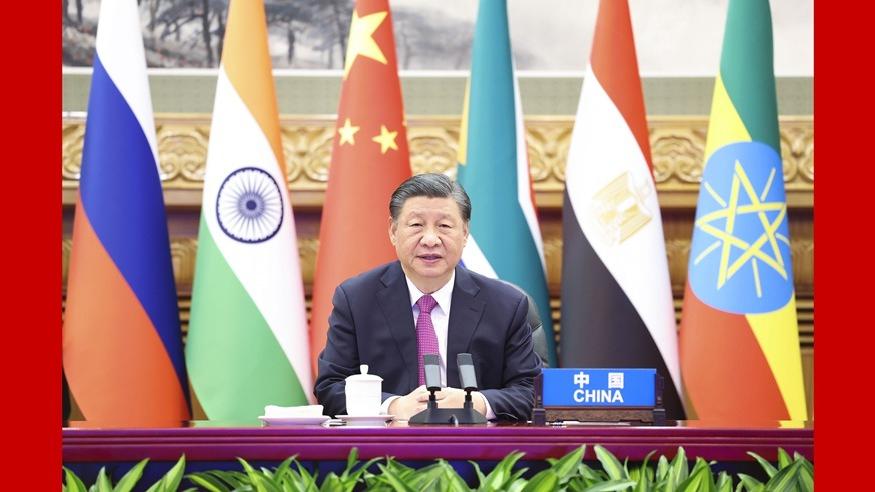 Presiden Tiongkok Xi Jinping menyampaikan pidatonya yang berjudul “Dorong Gencatan Senjata