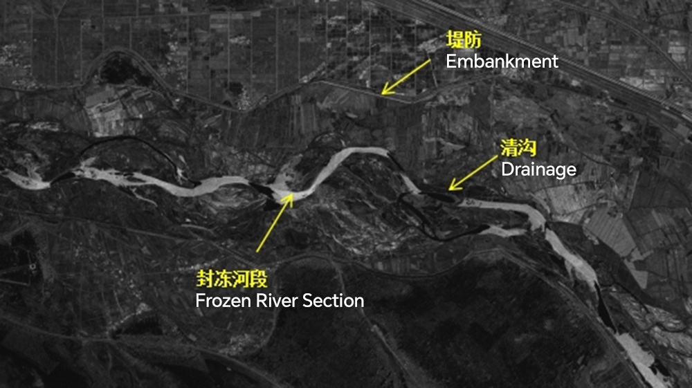 Citra satelit tersebut menangkap Sungai Kuning di wilayah Urad Front Banner di Mongolia Dalam