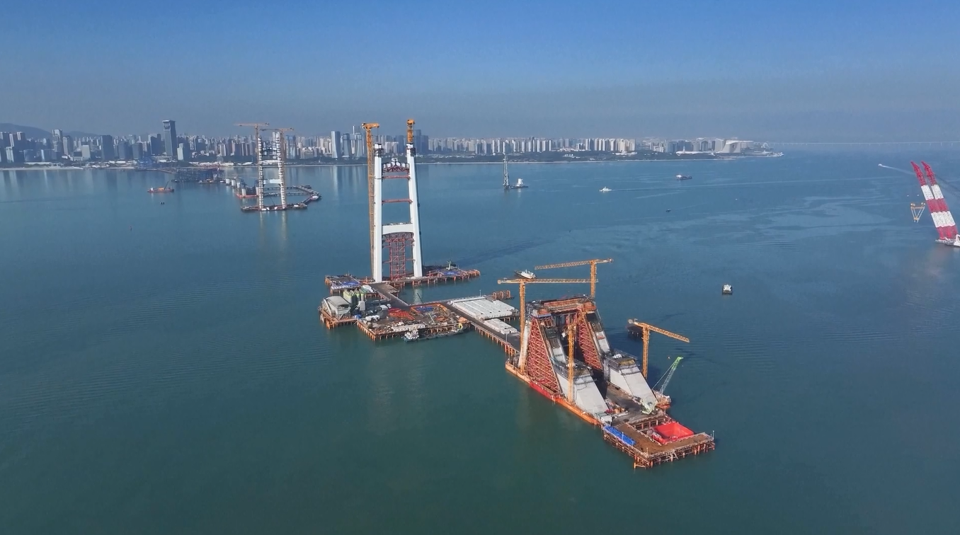 Menara Utama Jembatan Xiamen–Kinmen Bagian Xiamen telah Capai Ketinggian Maksimum