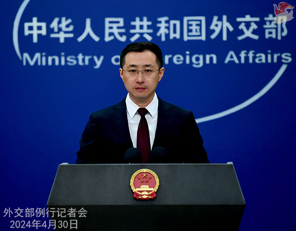 Jubir Kemenlu Tiongkok Lin Jian dalam jumpa pers hari Selasa lalu(30/4) menyatakan