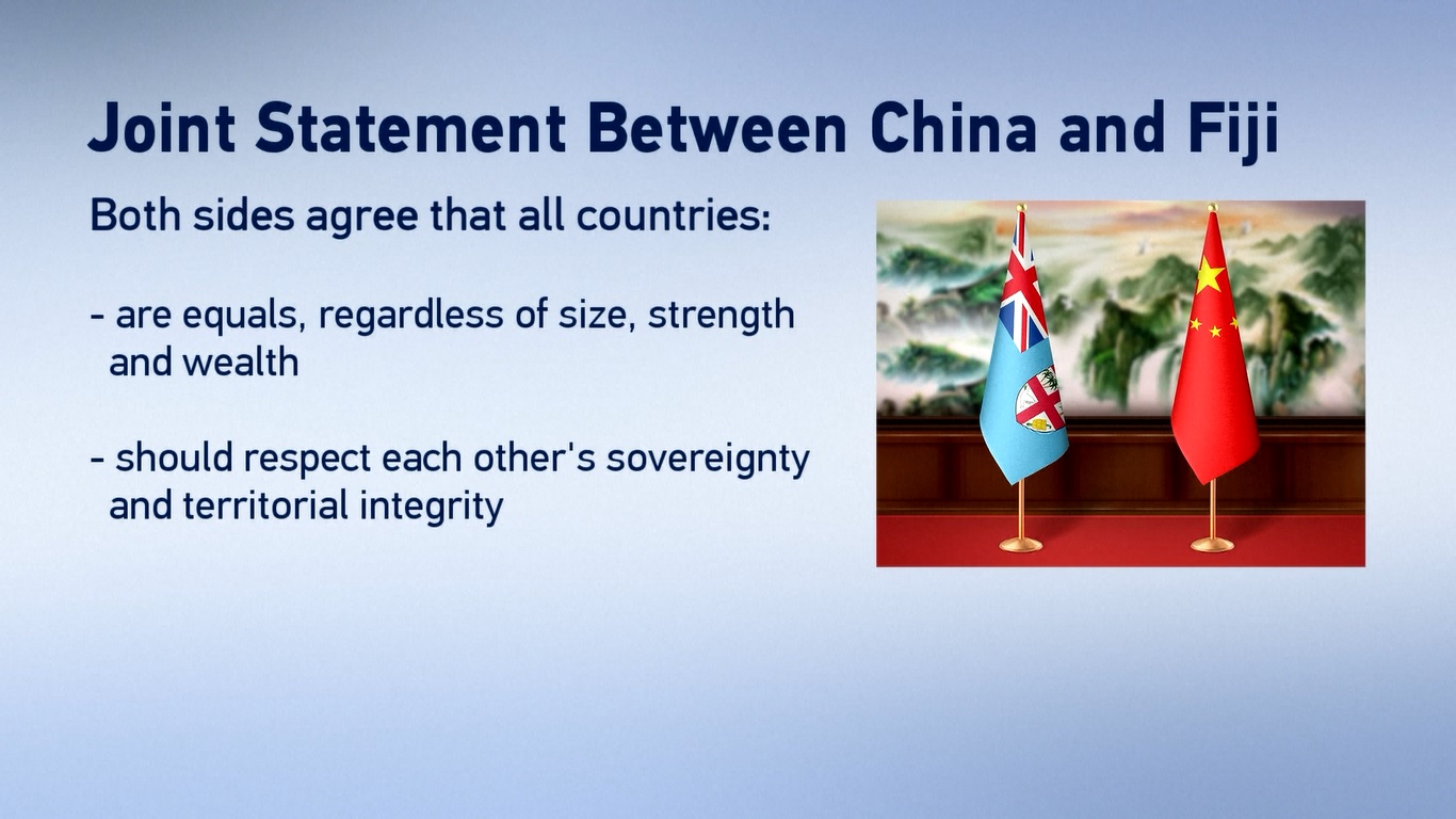 Fiji mengakui Pemerintah Republik Rakyat Tiongkok sebagai satu-satunya pemerintahan sah yang mewakili seluruh Tiongkok